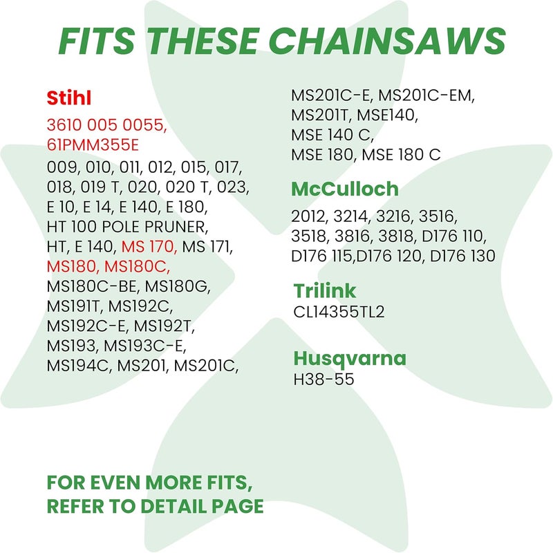 Byane 16 Inch Chainsaw Chain 3/8" LP Pitch .043" Gauge 55 Drive Links- 61PMM3 55 Fits Stihl MS170, MS171, MS180c - 36100050055, R55 (3 Chains) - Image 3